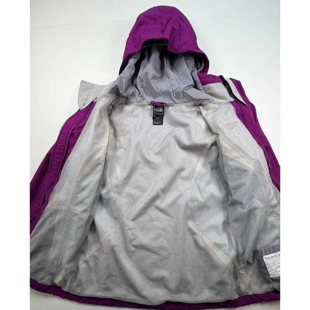 The North Face Snowquest Insulated Ski Jacket Purple Hooded Girls Size Large EUC